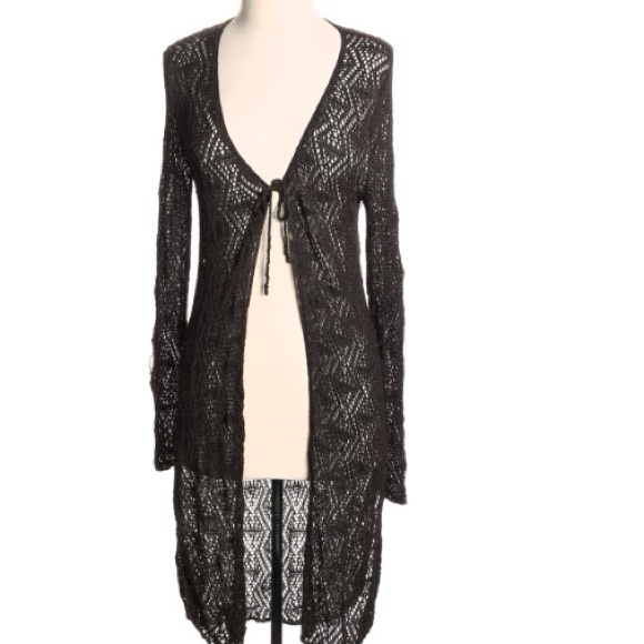 Chico's Sweaters - Chico’s Brown Lacy Open Cardigan